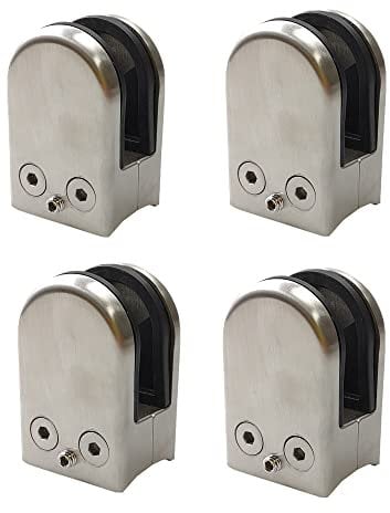 Morsetto per Vetro in Acciaio Inox 304 - Supporto a Pressione Senza Fori con Design a Bocca di Pesce per Ringhiere Scale, Fissaggio Invisibile per Pannelli Vetro (4 Pezzi) 15-20 mm