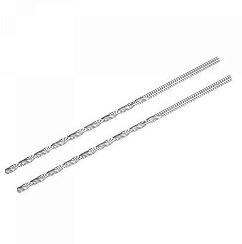 sourcing map HSS(High Speed Steel) Extra Long Twist Drill Bits, 5.5mm Drill Diameter 300mm Length for Hardened Metal Woodwork Plastic Aluminum Alloy 2 Pcs