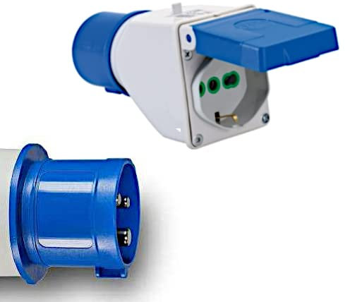 F-ELEKTRO Adapter CEE 16A/250V Camping-Stecker auf Italien-Steckdose 250V italienisch-dual-Size std. 2P+E 16A