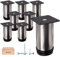 SKIR'CO Paquete de 8 patas de metal ajustables en altura para muebles, patas de acero inoxidable de 10 cm, patas redondas para sofá con tornillos (8, altura 10 cm)
