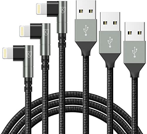 3Pack 90 Degree Charger Cable 6FT Cable Nylon Braided USB Fast Charging Cord for 13/12/11/Pro/Mini/X/Max/8/7/6/6S/5/5S/SE/Plus