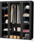 HUOLE Armoire en Tissu Armoire Penderie en Tissu Armoire Chambre Armoire de Rangement Dressing Chambre Penderie Tissu Garde Robe Portable pour Chambre D'adulte (175 * 150 * 45cm (Noir))