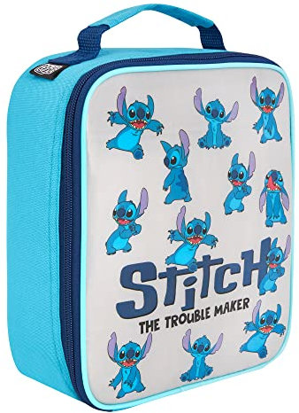 Polar Gear Stitch Insulated Kids Lunch Handle, Official Merchandise 600D Polyester Food Cooler, Reusable Food & Drink Thermal Cool Bag for School Nursery Snacks Picnic-White & Blue