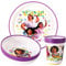 Encanto - Juego de 3 vajillas reutilizables bicolor para niños, platos y vasos, sin BPA