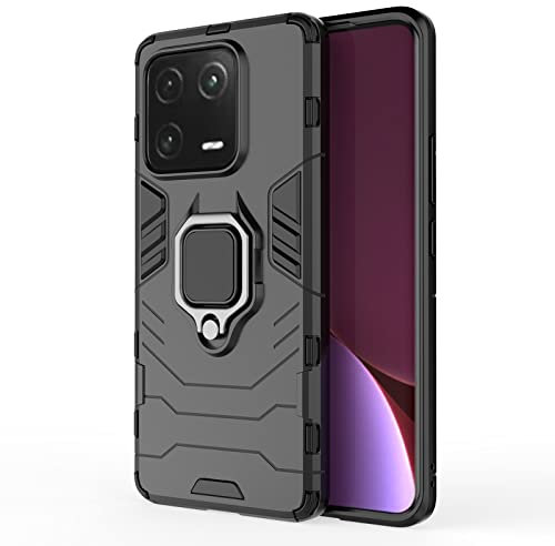 TEYYOS Hülle für Xiaomi 13 Pro, Schutzhülle TPU/PC Handyhülle mit Ständer, Stoßfest Bumper Armor Case Hybrid Cover Schwarz
