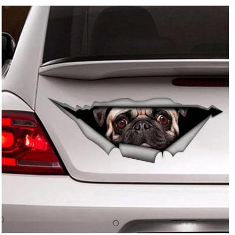 GAETOYEN Autoaufkleber Hund Personalisiert 21Cm(8.6 Inches) Mops-Auto-Aufkleber, Mops-Magnet, Autodekoration, Haustier-Aufkleber, Hundeaufkleber, Hundeaufkleber(def1m4069)