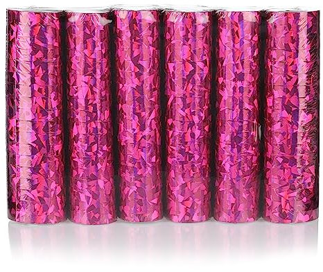 KarneLux Luftschlangen 'Pink Glitzer Metallic' - Partydekoration für Geburtstage, Hochzeiten und Silvester - 6er Pack