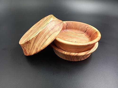 Tubibu Set di mini ciotole in legno di ulivo, ciotole fatte a mano, mini ciotole in legno fatte a mano (10,9 x 2,8 cm)