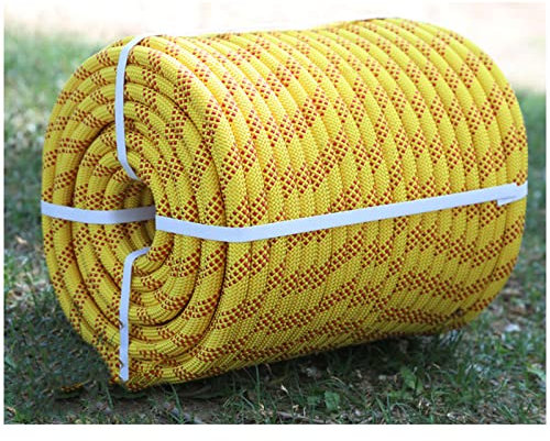 Samnuerly Kletterseil Gelb 10 mm/12 mm/14 mm/16 mm statisches Kletterseil, Nylon-Sicherheitsseil, Baumklettern, Eisklettern, Sicherheits-Fluchtseil, Camping, Katastrophenfluchtausrüstung, 30 m–120 m