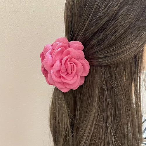 HXSCOO Pinza for el Pelo con Flor de Rosa Grande, Pinza for el Pelo con Flor de Rosa de Tela for Mujer, Accesorios for Mujeres y niñas (Color : 02)
