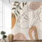 ASDCXZ Boho Duschvorhang 240x180 cm (BxL), Modern Abstrakt Kunst Mädchen mit Gesicht Blume Grün Blätter Waschbar Duschvorhänge Polyester Textil Wasserdicht Duschvorhang für Badewanne mit 12 Haken