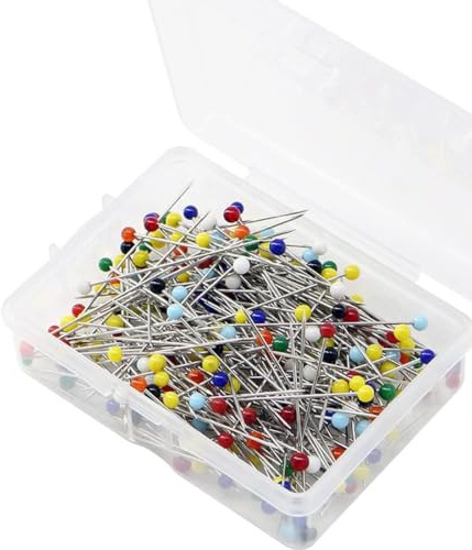 QHFlashbuy Stecknadeln mit Kopf 300 Stück Stecknadeln Bunte Glaskopfnadeln,Edelstahl Glaskopfnadeln für Stoff,Blumensträuße Nähen Schneidern Näharbeiten 38 mm