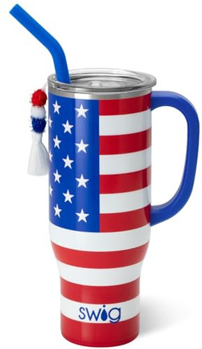 Swig Life Mega tazza, 880 ml, bicchiere con manico e cannuccia, grandi bicchieri isolati, tazza da viaggio adatta al portabicchieri, in acciaio inox, bottiglia d'acqua isolata riutilizzabile (tutta