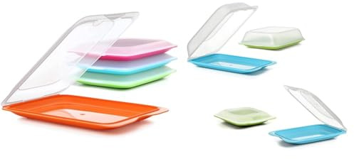 TATAY Set mit 4 Aufschnittbox Fresh, BPA frei, Mehrweg, Stackables & Set mit 4 Aufschnittbox Fresh, 2 MAXI und 2 MINI