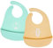 Vicloon Silikon Baby Lätzchen, 2PCS Baby Fütterlätzchen mit Auffangschale 6 Verstellbaren Tasten, BPA Frei, Babylätzchen Einfache Reinigung, Wasserdicht für Babys Jungen und Mädchen, Bär & Igel