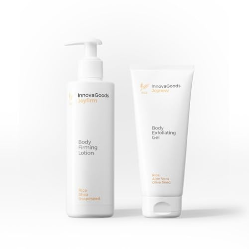 InnovaGoods® Körperpflegeset mit Reis, 1 x Körperpeeling-Gel reinigt und glättet, 1 x straffende Körperlotion schützt und regeneriert die Haut, geeignet für alle Hauttypen