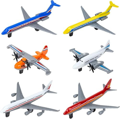 Tcvents Toy Airplane, 6 Pack Diecast Airplane Toys for Boys Age 3-12, Aircraft Plane Playset, Glider Planes Airlines Plane Toys for Birthday Party Gift for Kids Boys Toy Girls