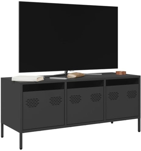 Iiaky-Mobile TV Nero 101,5x39x43,5 cm in Acciaio Laminato a Freddo|Mobile TV Mobile Porta Televisore,Mobiletto Industriale Tavolino Basso Vintage Console per Salotto