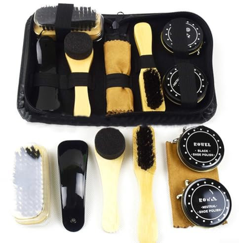 Drhomeam Complete Leather Shoe Care Set 8 Essential Tools for Cleaning and Maintaining Your Footwear