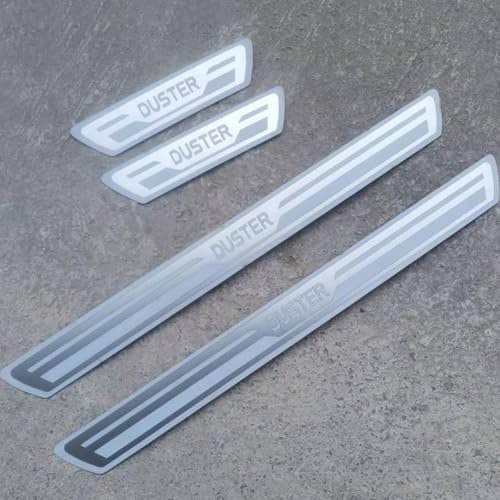 KLHYWEN 4pcs Car Outer Door Sill Protector Kick Plates for Ren-Ault Dacia Duster, Stainless Steel Auto Accessories Scuff Guard Threshold Cover Pedal, Sticker Trim Non-Slip,Silver
