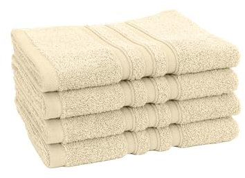 Veluna Home Premium Handtuch Set 100% Baumwolle Handtücher (40x70 cm) | Oeko-TEX Zertifiziert (Beige, 4er-Pack)