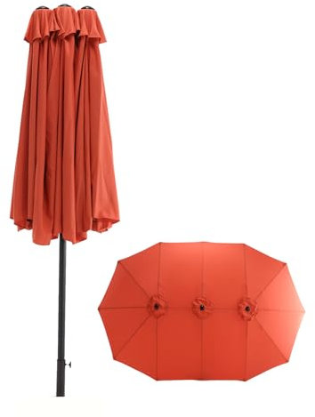 Neegaurd Parasol rectangulaire avec manivelle - Pour balcon, jardin et terrasse - Grand parasol de jardin - 265 x 450 cm - Protection solaire et UV, Orange