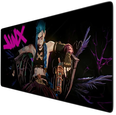 League of Legends Arcane Mauspad, großes Anime-Mousepad, XXL, Gamer, wasserfest, mit Gummibasis, rutschfest, strukturierte Oberfläche, ideal für PC (80 x 30 cm)