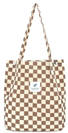Damen Handtasche Kord Shopper Cord Tote Bag fur Reisen Alltag Schule Arbeit | Blumendruck, magnetische Druckknöpfe, passend für Tablets mit einer Größe von 27,9 cm (11 Zoll), verstärkte Nähte