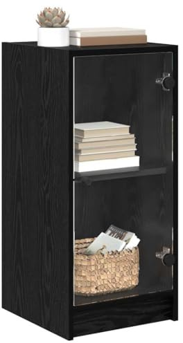 vidaXL Sideboard Black oak 35 x 37 x 76 cm Engineered wood, Modern Rectangular Sideboard, Ample Storage, Elegant Furniture Piece, Multi-Functional Cabinet for Stylish Living Room Decor