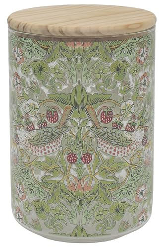 The Leonardo Collection Strawberry Thief Glass Food Storage Canister Med | Airtight Seal, Pantry Organizer, Reusable Design, Decorative Accent, Everyday Convenience, Elegant Kitchen Accessory