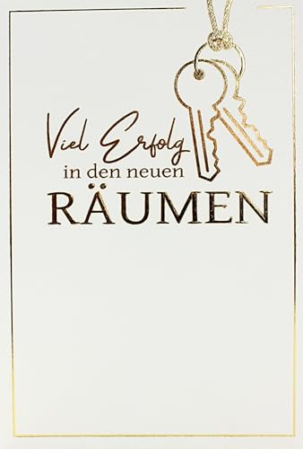 Kurt Eulzer Edle Glückwunschkarte Viel Erfolg in den neuen Räumen Druck Business Karte zum Einzug in neue Geschäftsräume mit goldveredelter Schrift und Umschlag Bürowechsel