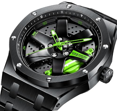 Men's Wrist Watch for Car Enthusiasts, Automatic Mechanical Watch, Automotive Wheel Hub Design(Color:A)