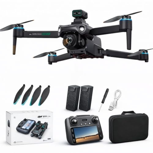 RC-Quadrocopter S159,(GPS Drohne mit Displayfernbedienung, 500m Reichweite, faltbare RC-Drohne mit Dual-Kamera), Auto-Rückkehr, Optical-Flow-Stabilisierung & intelligenten Flugmodi