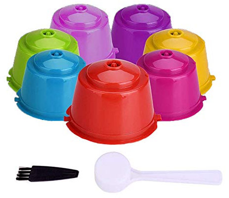 iSuperb 7PCS Reusable Coffee Capsules Refillable Brewers Compatible with Nespresso Original Machine Dolce Gusto (Grenn+Red+Blue+Rose red+Purple+Pink+Yellow)