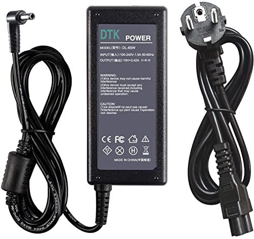 DTK Chargeur 19V 3,42A 65W Alimentation pour Ordinateur Portable pour ASUS Toshiba MSI Medion AC Charger Adaptateur Adapter Connecteur【5.5 * 2.5mm】(Non Compatible avec 4.0 * 1.35mm)