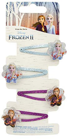 Disney Frozen - 4 Haarspangen aus Metall mit blumenförmigen Glitzeranhänger aus Kunststoff