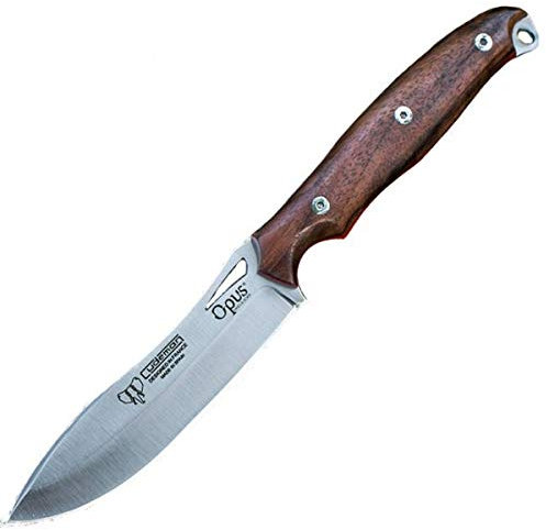 Cudeman Cuchillo 208-G Ness Wolf Hoja de Acero Böhler N695 de 10,3 cm, empuñadura de Nogal de 11,7 cm para Caza, Pesca, Supervivencia y bushcraft + Portabotellas Regalo