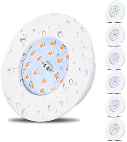 HiBay Einbaustrahler LED 5W Flach LED Spot 230V Badezimmer IP44 Deckenspots 3000K Warmweiß Einbauleuchten Weiß Rund 500lm 6er Set