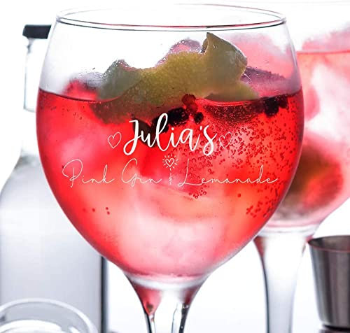 Personalised Gin Glass Gift with Name and Drink in Swirly Font Cocktail Glass