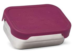 ergobag Edelstahl Brotdosen Set 2er Set mit Snack-Box Edelstahl & Silikon-Deckel BPA-frei Spülmaschinenfest Pferdestar - Lila