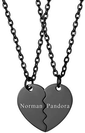 JewelryWe Schmuck 2PCS Pärchen Halskette mit Herz Puzzle Anhänger Edelstahl Paar Freunde BFF Kette Geschenk Ohne Gravur Schwarz