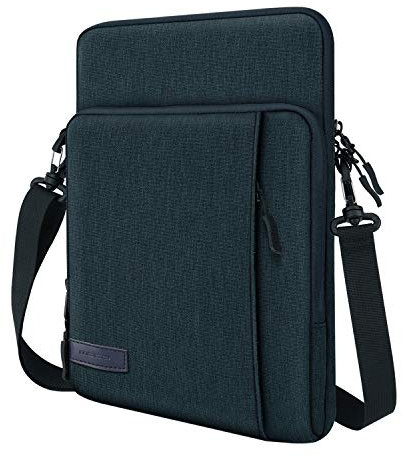 MoKo Funda Protectora, Compatible con iPad Pro 12,9 M2 2022, iPad Pro 12,9 2021/2020/2018, Surface Tablet Go 12,4, Bolsa de Poliéster con Múltiples Bolsillos y Bandolera, Regalos del Padre, Añil