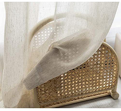 Coton Et Lin Style Japonais Transparent Rideau Lin Rideaux Voilage À Oeillets 2 Panneaux, Pour Chambre Enfant Hôtel Salon Rideaux,W200xL270cm
