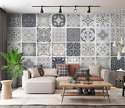Papier peint mural Carrelage motif ethnique papier peint mural 3d Papier peint autocollant -250cmx175cm