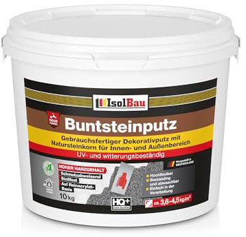 Isolbau - Buntsteinputz für Außen und Innen (Graphit, Anthrazit) 10 kg - BP90 Mosaikputz Dekorationsputz Frostsicher, Wasserfest, Stoßfest