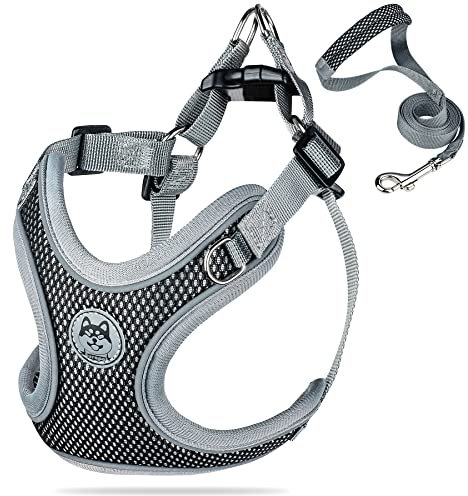 Coolzon Hundegeschirr Mittelgroße Hunde Atmungsaktiv Brustgeschirr Einstellbar Anti Zug Geschirr Reflektierend Sicherheitsgeschirr Laufen Gehen Joggen Schwarz（M）