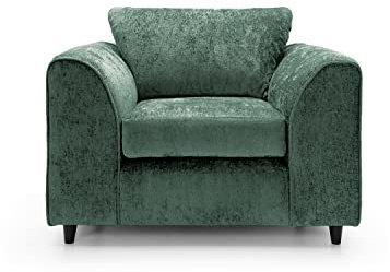 Abakus Direct Harriet Armchair - Rifle Green Crushed Chenille - Living Room Armchair - Range Includes 2 Seater, 3 Seater & U-Shaped Sofa Options