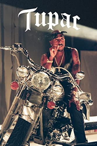 Tupac Poster 2Pac, Motorrad, Foto, 90er Jahre Hip Hop Rapper Poster für Zimmer, ästhetische Mitte der 90er Jahre, 2Pac, Memorabilia Rap Poster, Musik-Merch, Kunstdruck-Poster, 20x30 cm