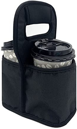 KOSTOO Portable Drink Carrier and Reusable Coffee Cup Holder for Hot or Cold Drinks, On-The-go Water Bottle Cup Caddy with Adjustable Elastic Fastening Strap
