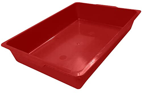 Plastic Tray Kitten Litter Tray Box Pencil Draw Mouse Hamster Bird Cage Base Bottom School Draw Tray Small Cat Litter Tray Seed Tray Small Pet Loo Plastic Storage Box - 36cm - Red